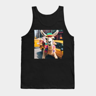 Llama Riding in Taxi Tank Top